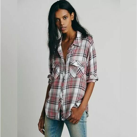 Rails x Free People Draped in Plaid Button-up Shirt Collared Breast Pockets XS. - Picture 1 of 7